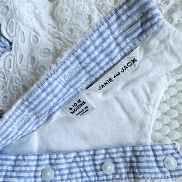 Janie & Jack Eyelet Seersucker Romper - 6-12 months - Picture 3 of 3